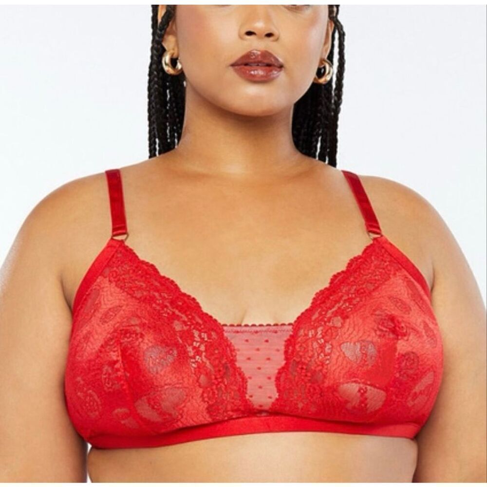 Savage X Fenty 3X NWT red lace lingerie bra bralette do me candy heart
